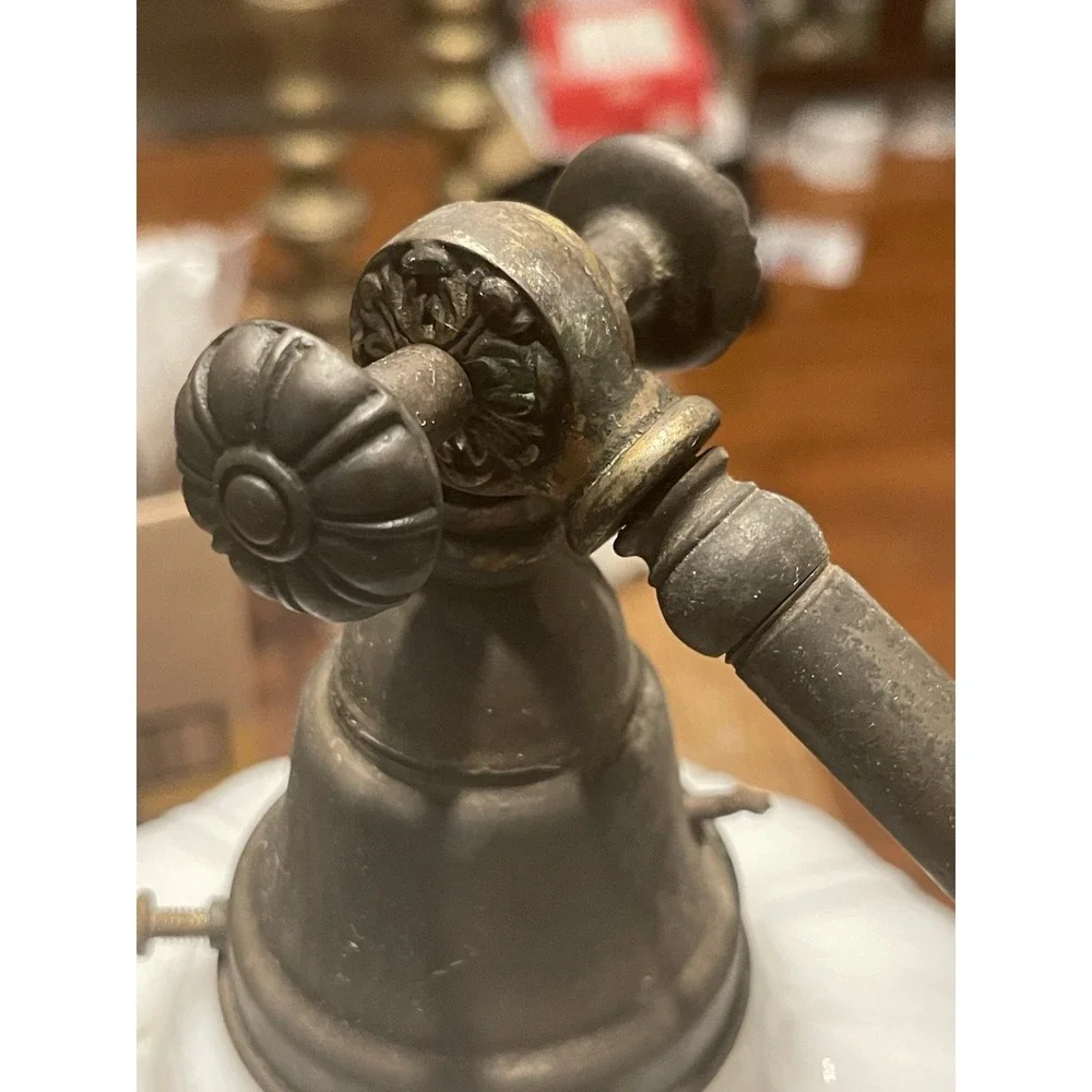 ANTIQUE‎ WORKING INDUSTRIAL  VINTAGE  LAMP CLAMP CLAM GLOBE
